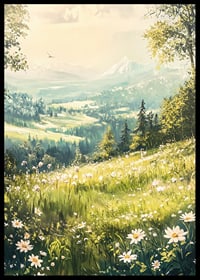 A poster with a blooming alpine meadow and majestic mountains-6