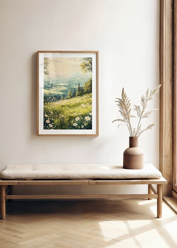 A poster with a blooming alpine meadow and majestic mountains-12