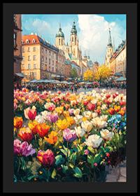 Plagát, ktorý spája čaro mesta s jarnou pestrofarebnou tulipánovou nádherou-4