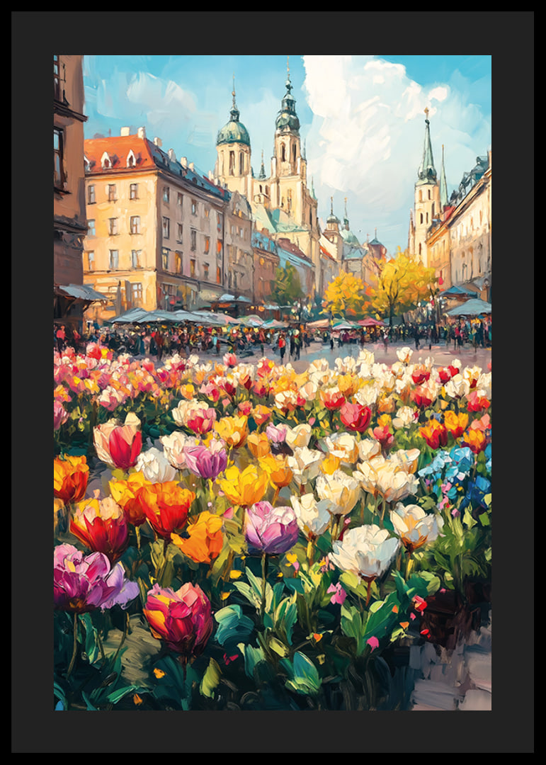 Plagát, ktorý spája čaro mesta s jarnou pestrofarebnou tulipánovou nádherou-12