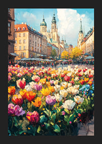 Plagát, ktorý spája čaro mesta s jarnou pestrofarebnou tulipánovou nádherou-5