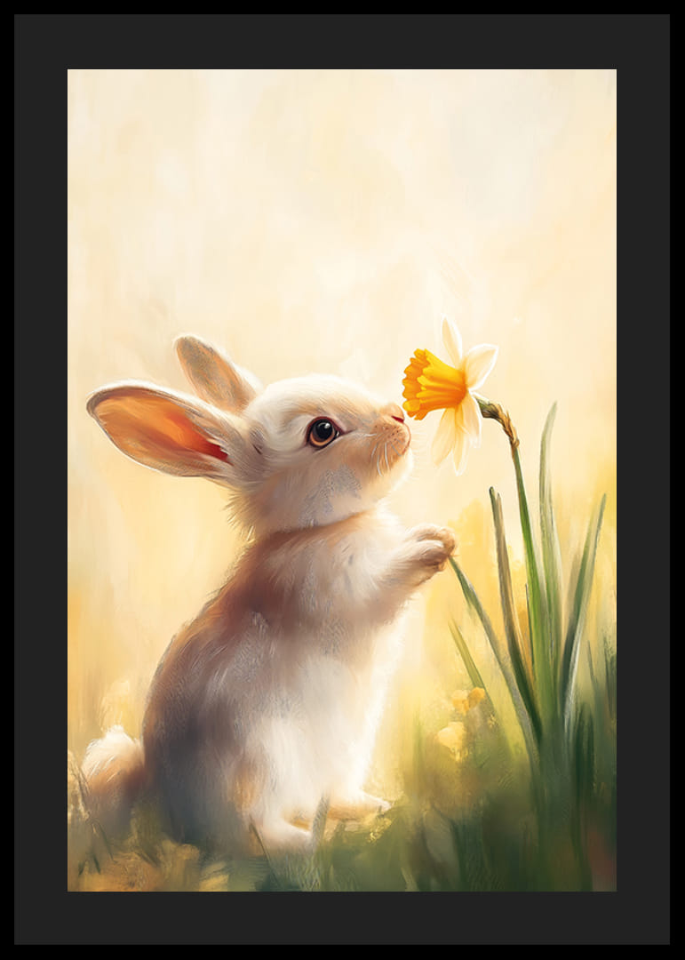 En poster med en söt kanin och en påsklilja -12