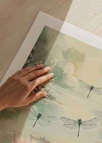 A poster with water lilies and dragonflies -9