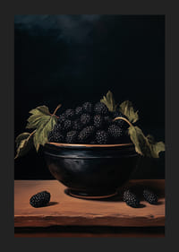 Een poster met bramen en donkere tinten -1