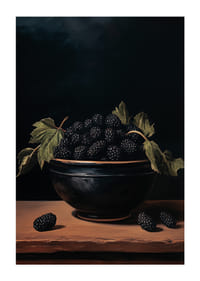 Een poster met bramen en donkere tinten -3