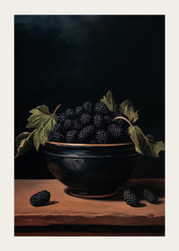 Een poster met bramen en donkere tinten -5