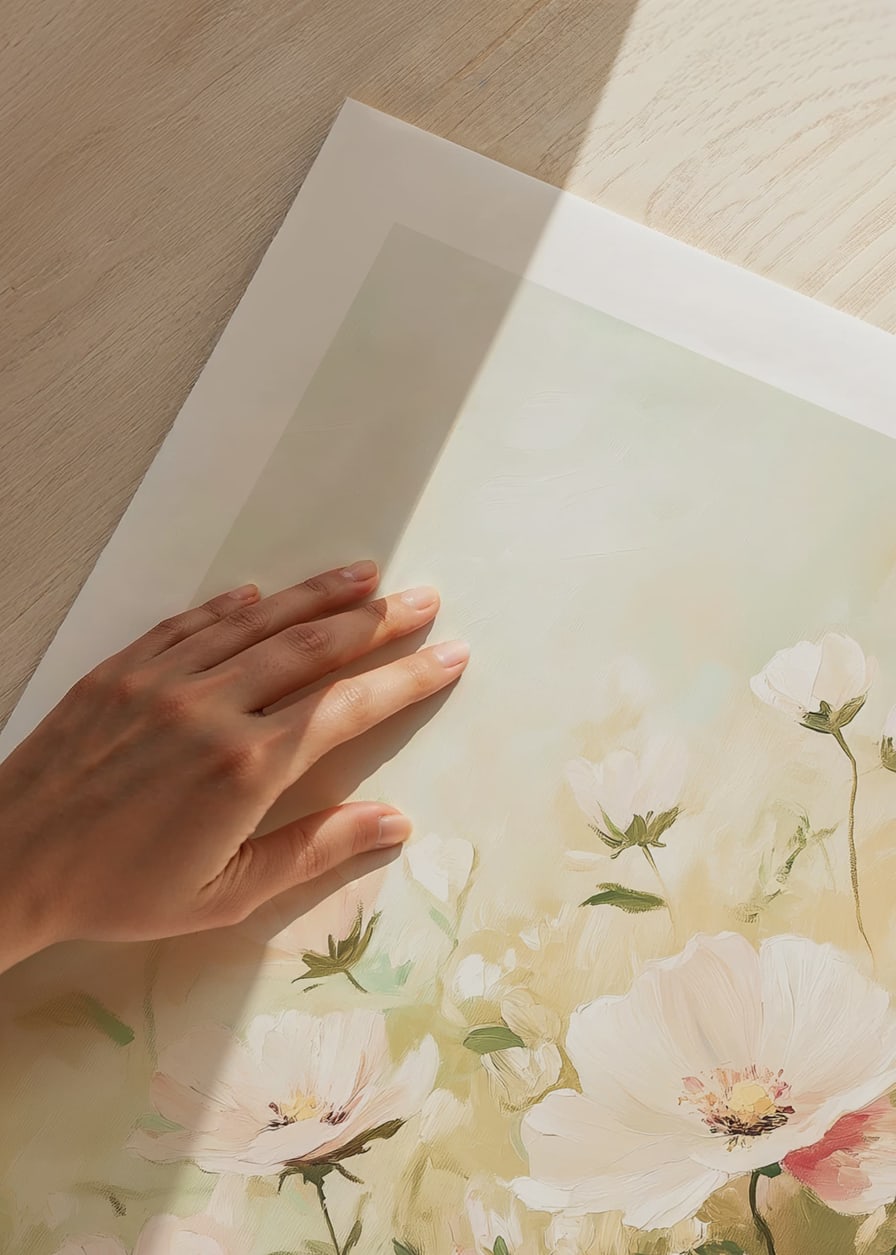 En poster med mjuka blommor i pastelltoner-12