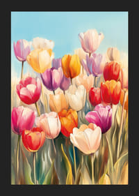 En poster med tulpaner i full blom, som sprider vårens glädje och skönhet i ditt hem-5
