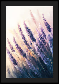 A poster of sunlit lavender fields in soft purple and pastel tones-4
