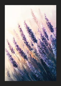 A poster of sunlit lavender fields in soft purple and pastel tones-5