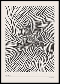 Poster with abstract black lines swirling inwards creating a hypnotic spiral-0