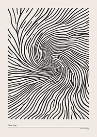 Poster with abstract black lines swirling inwards creating a hypnotic spiral-1