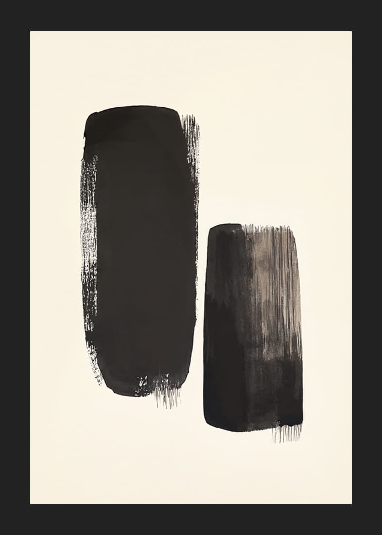Plagát s ťahom štetca v čiernej farbe na pozadí svetlej pieskovej farby-12