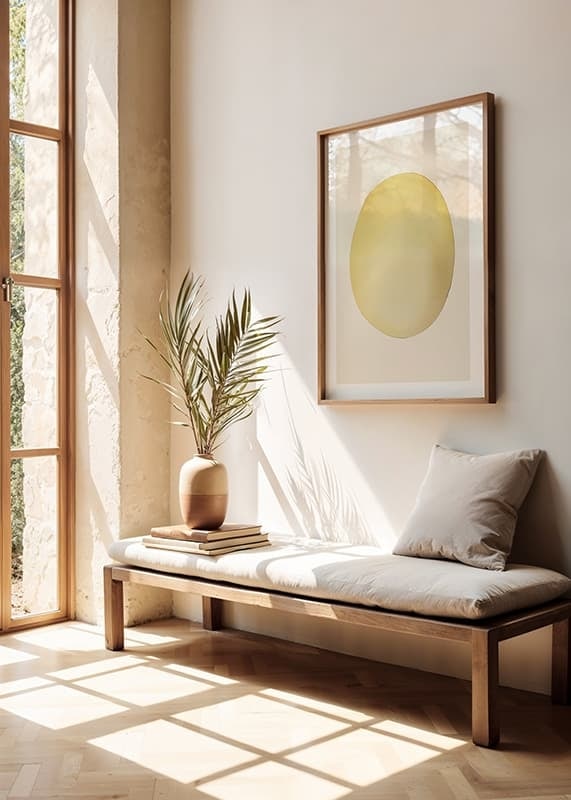 Poster with an abstract painting of a lemon or sun-12