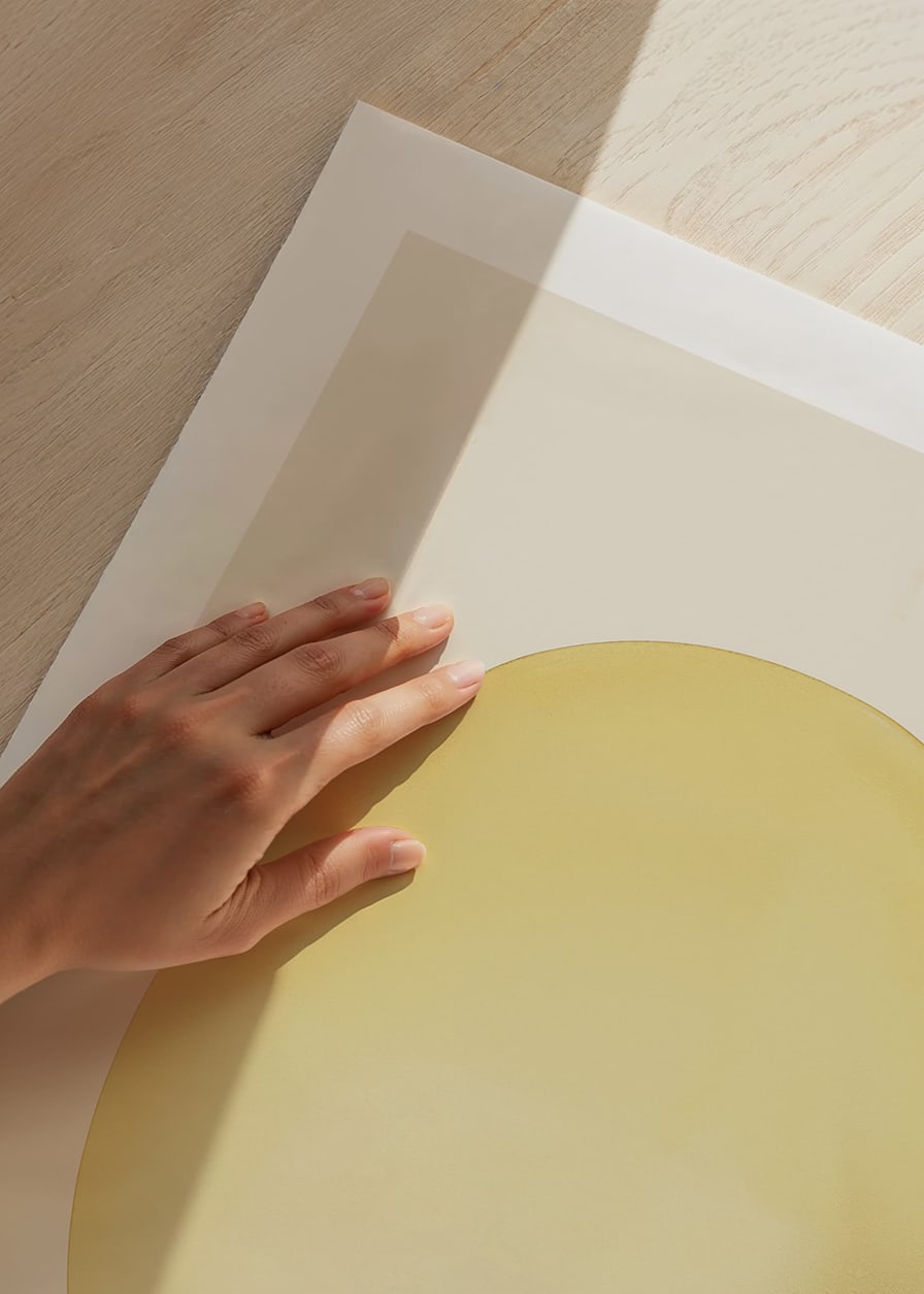 Poster with an abstract painting of a lemon or sun-12
