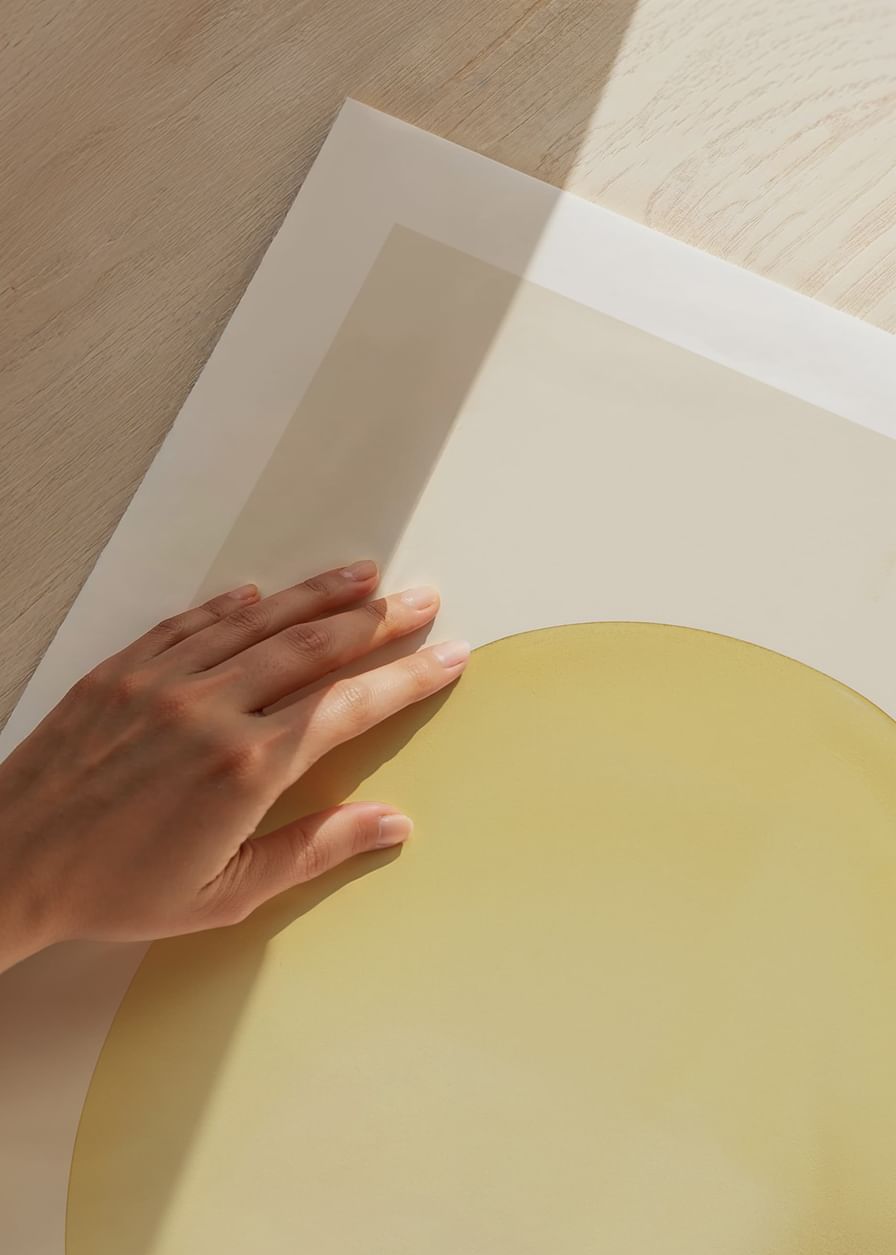 Poster with an abstract painting of a lemon or sun-12