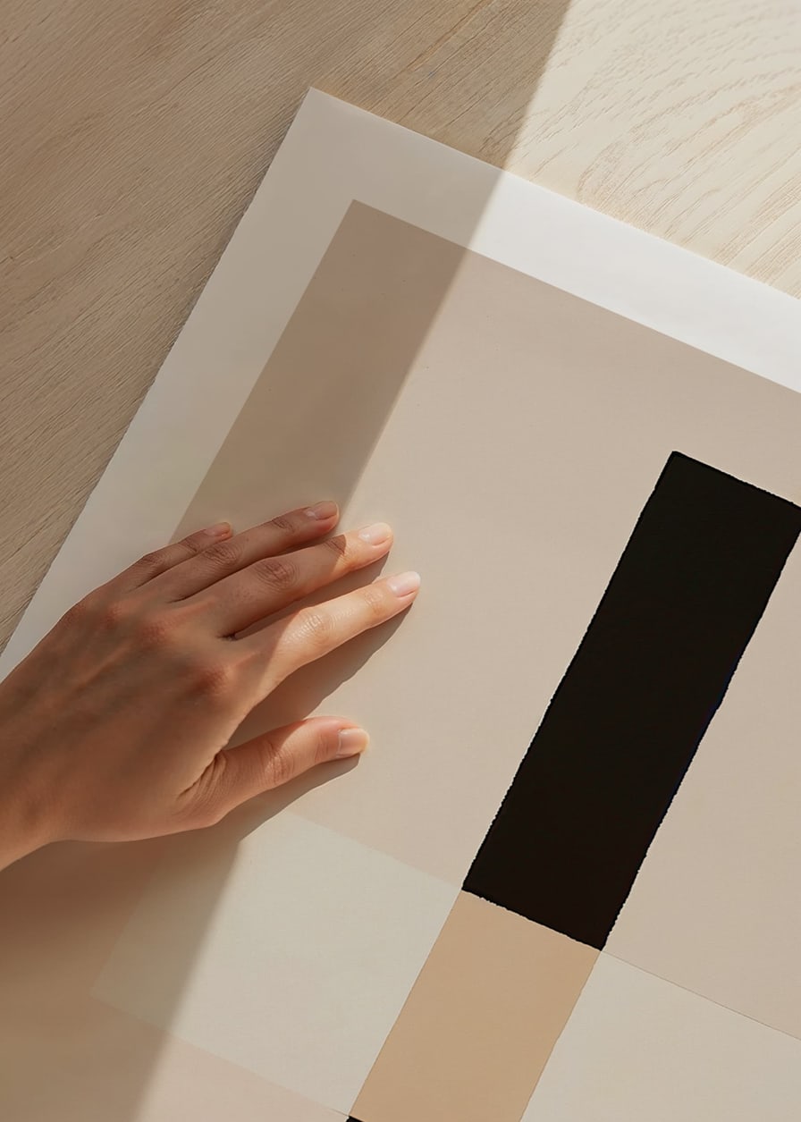 Poster with an overlapping abstract motif in shades of brown-12