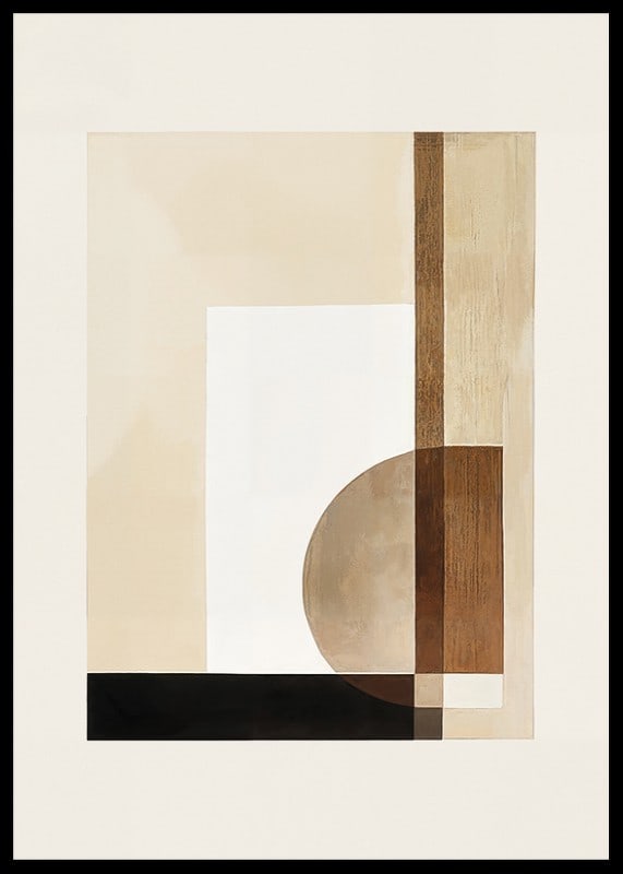 Poster with an abstract geometric composition in beige tones-12