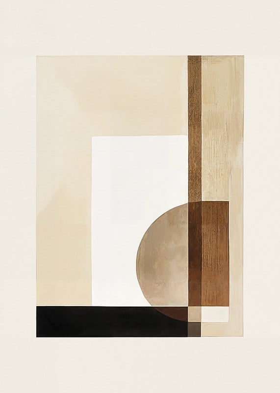 Poster with an abstract geometric composition in beige tones-12