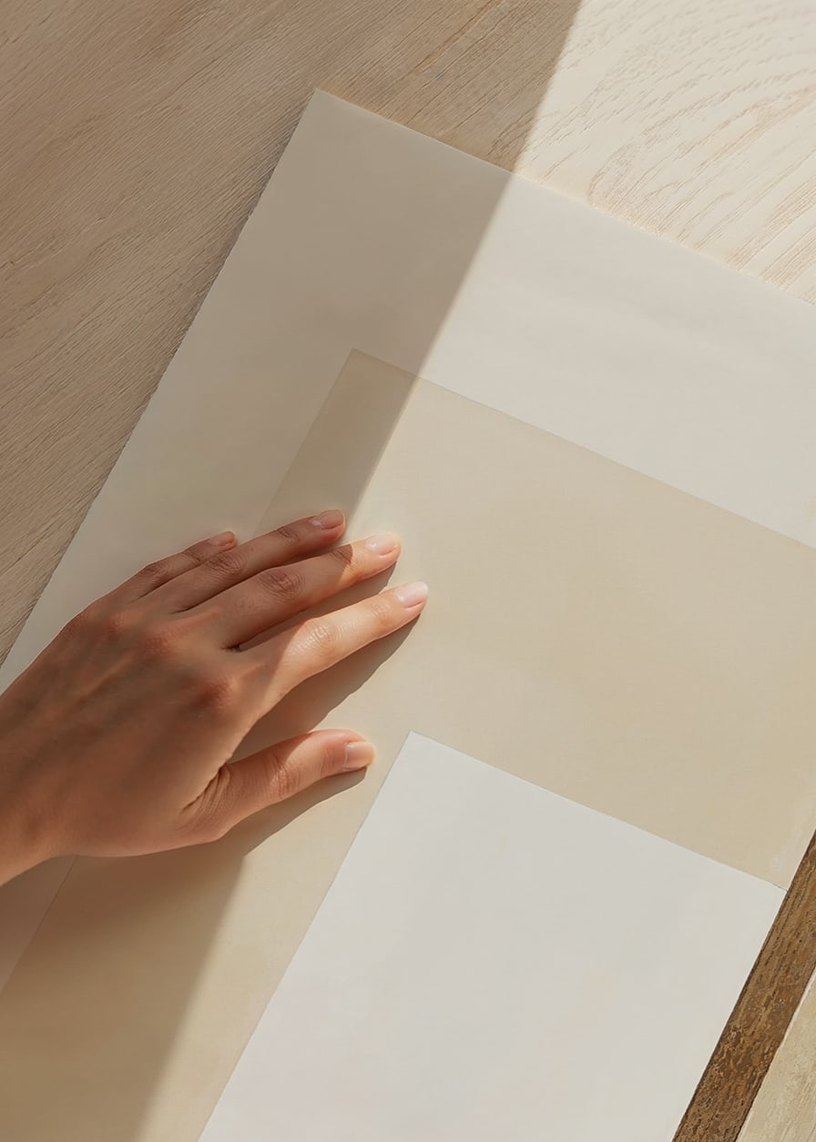Poster with an abstract geometric composition in beige tones-12