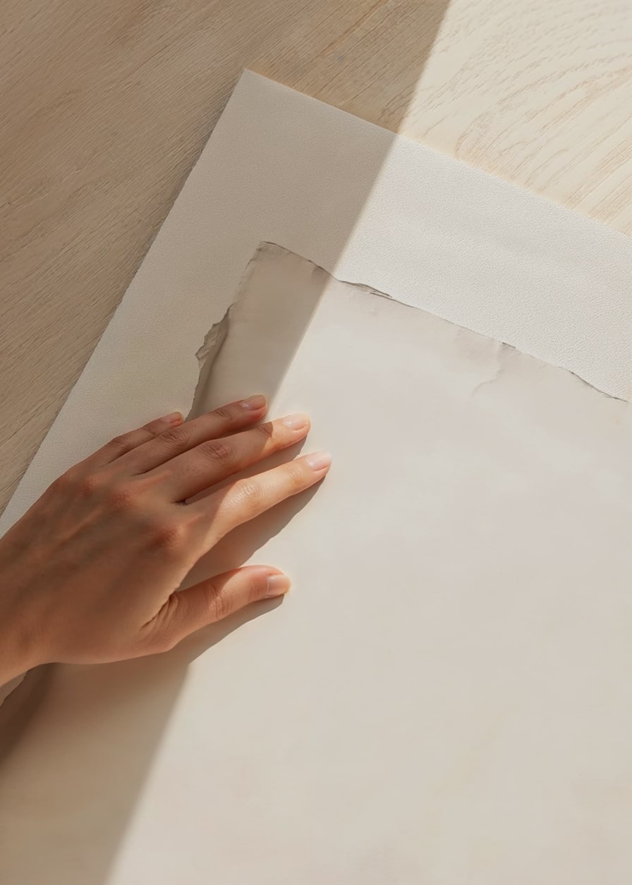Poster med en krämfärgad bild på ett blankt papper-12