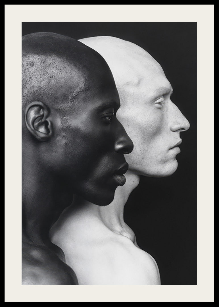 Poster with a photograph of a black and a white man symbolizing unity and difference-12