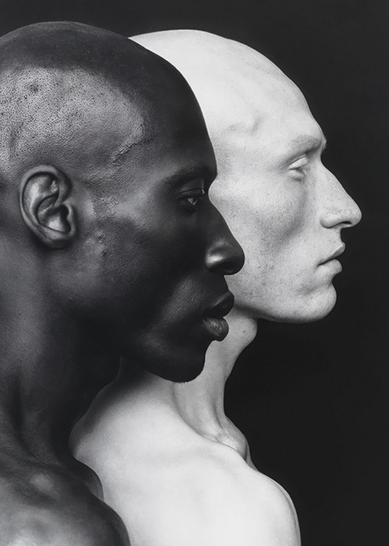 Poster with a photograph of a black and a white man symbolizing unity and difference-12