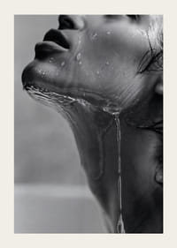 Svartvit poster med ett sensuellt fotografi på en modell med rinnande vatten-3