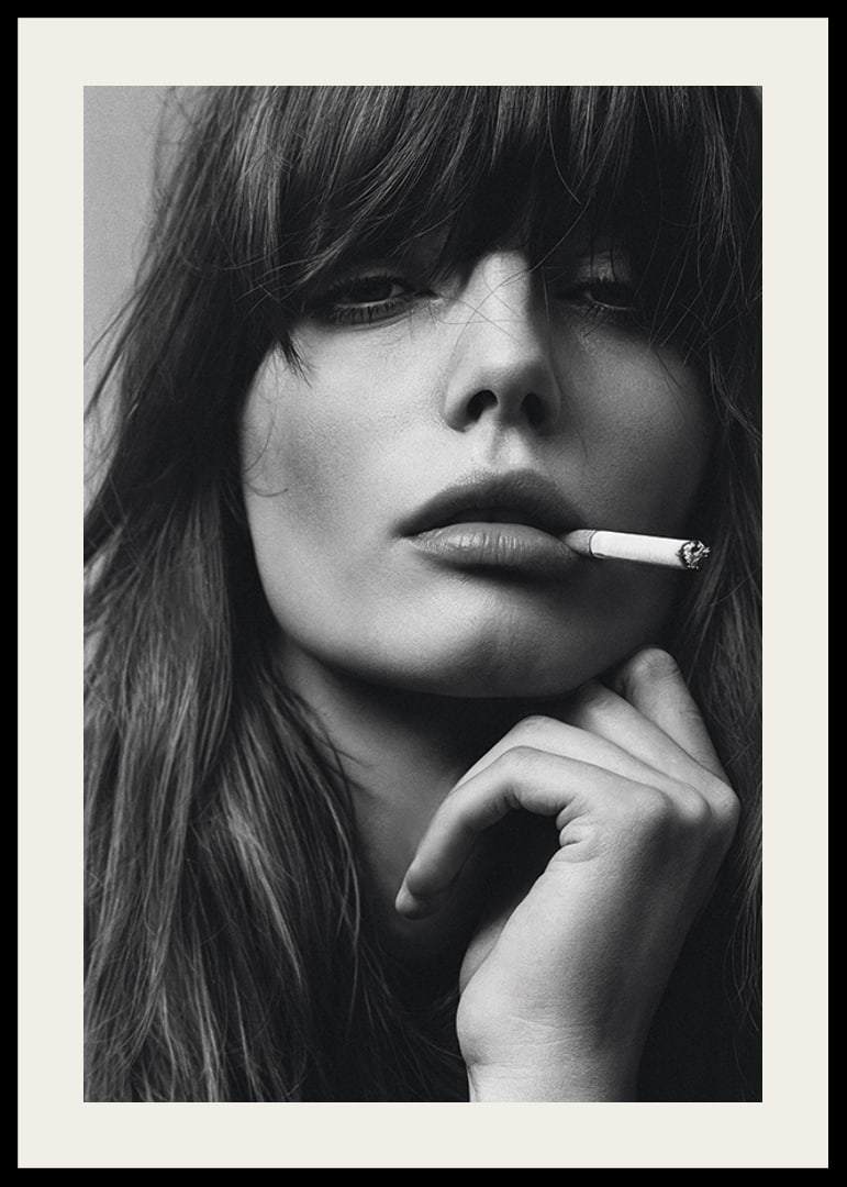 Black and white poster with a photograph of a young model with attitude-12