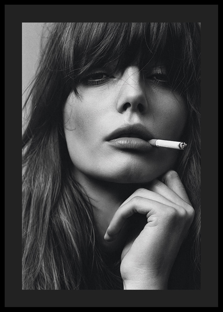 Black and white poster with a photograph of a young model with attitude-12