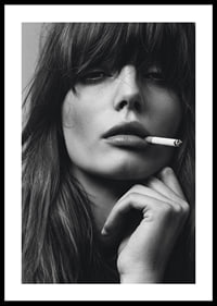 Black and white poster with a photograph of a young model with attitude-0
