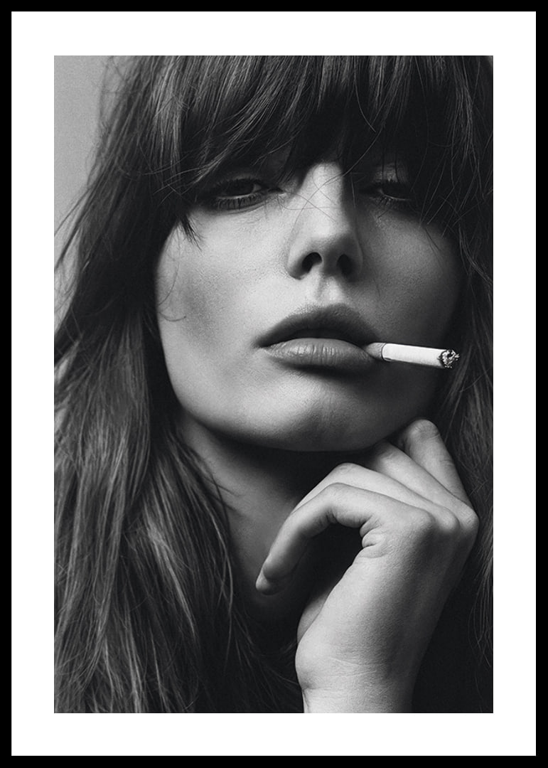 Black and white poster with a photograph of a young model with attitude-12