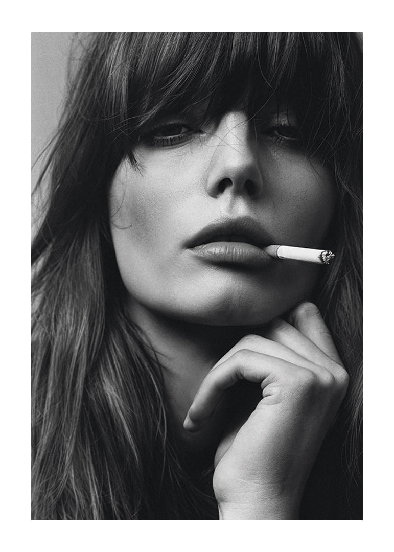Black and white poster with a photograph of a young model with attitude-12