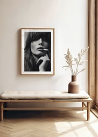 Black and white poster with a photograph of a young model with attitude-8