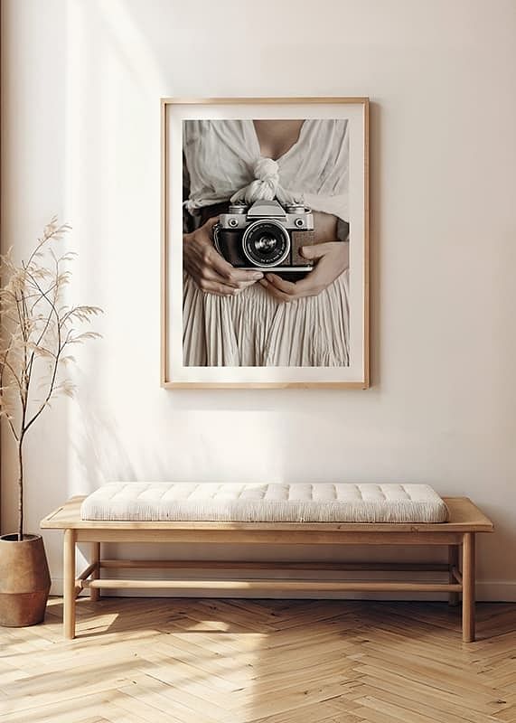 Poster cu o fotografie a unui aparat de fotografiat care surprinde un sentiment atemporal de nostalgie-12