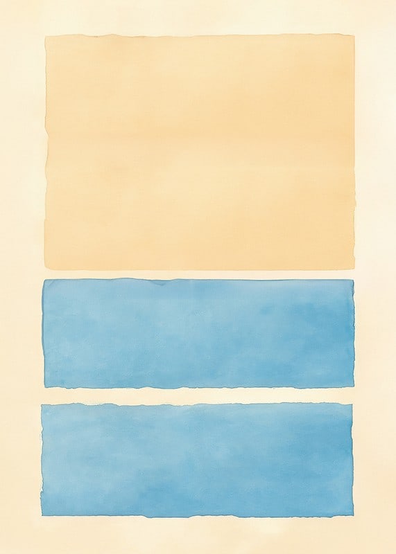 Poster with an abstract watercolor painting in blue and yellow-12