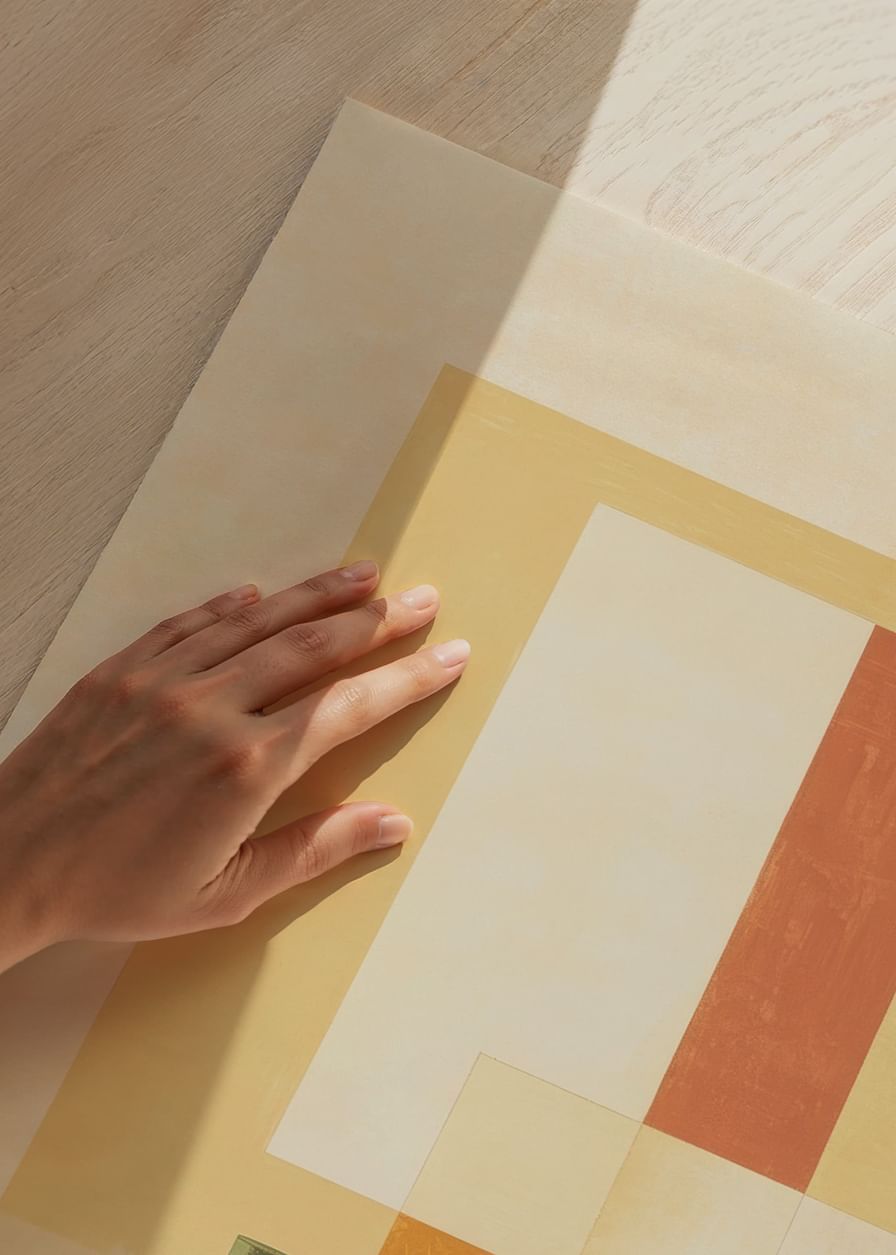 Poster com pintura abstrata em tons quentes-12