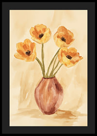 Poster with a watercolor painting of a rustic vase with flowers-4