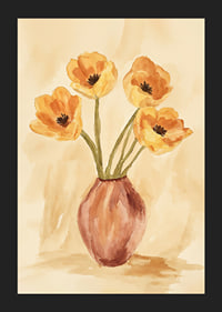 Poster with a watercolor painting of a rustic vase with flowers-5