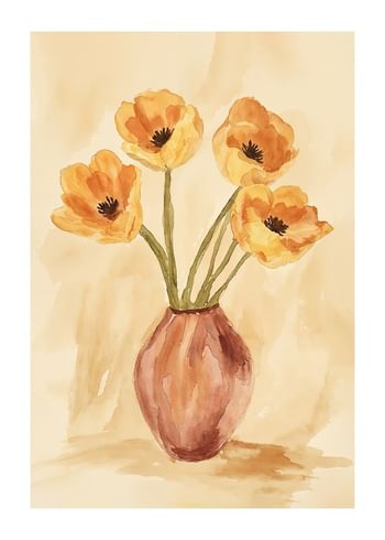 Poster Rustic Vase With Poppies