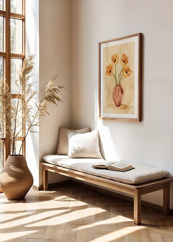 Plakat med et akvarelmaleri af en rustik vase med blomster-12
