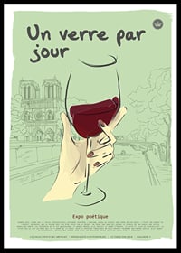 Abstract poster in French style with an illustration of a wine glass-0