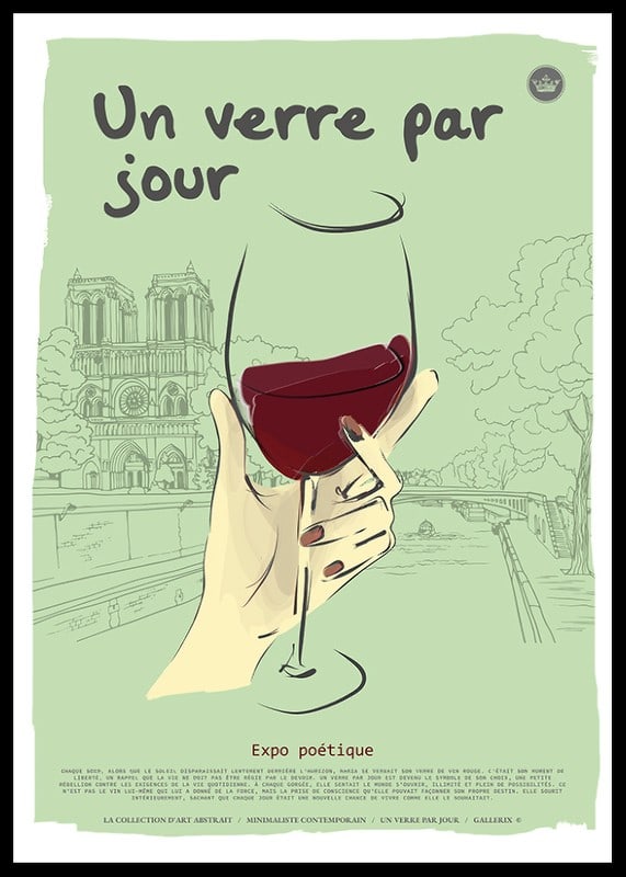 Abstract poster in French style with an illustration of a wine glass-12
