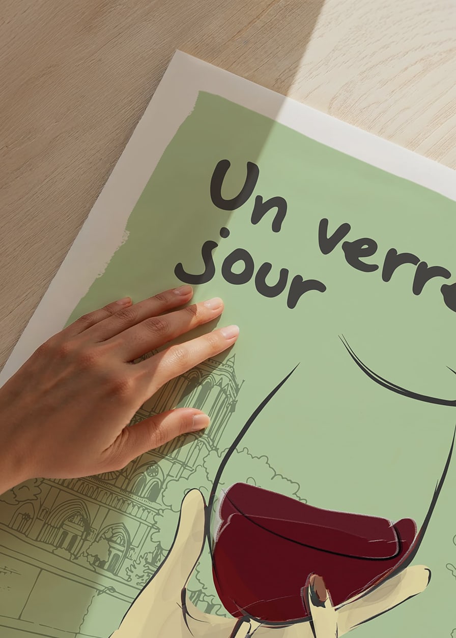 Abstract poster in French style with an illustration of a wine glass-12