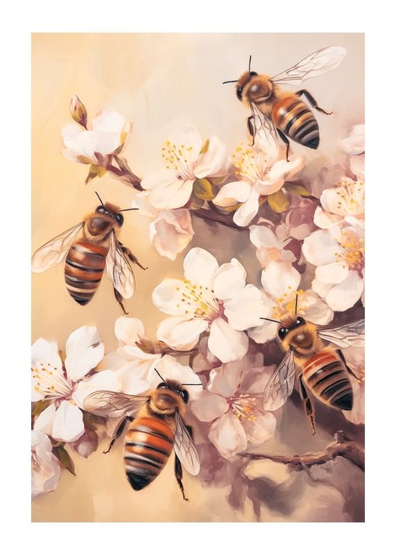 Poster Bees And Blooms