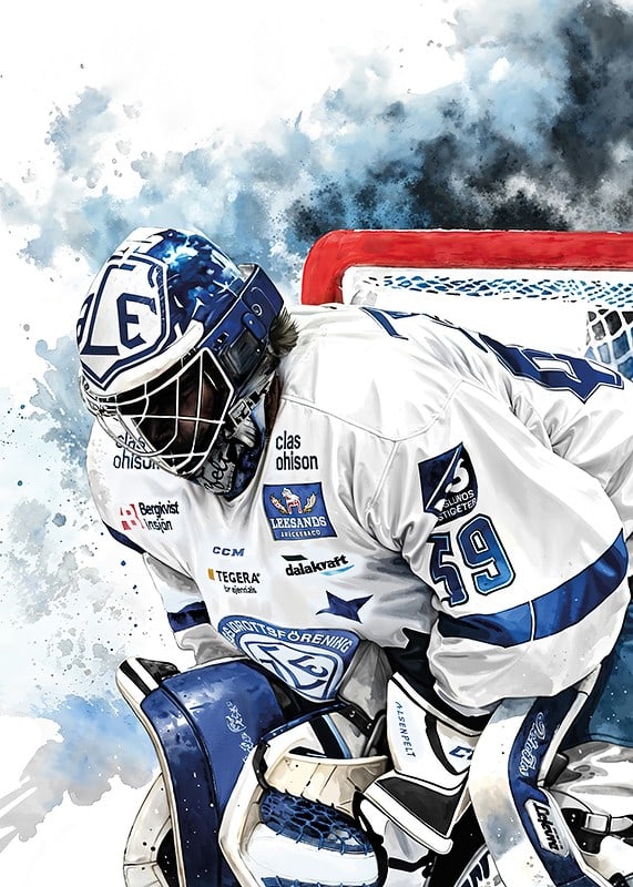 Akvarell Målvakt Leksands IF-12