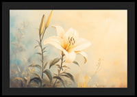 A poster with a blooming lily in soft golden light that radiates harmony -4