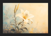 A poster with a blooming lily in soft golden light that radiates harmony -5