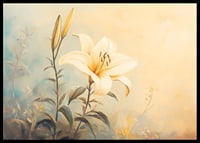 A poster with a blooming lily in soft golden light that radiates harmony -6