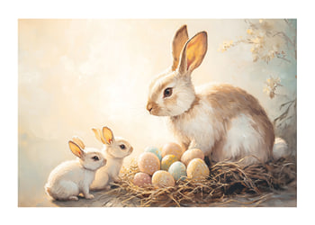 Póster Bunnies And Easter Treasures